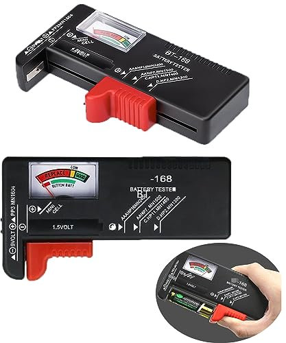 iHMeiju 2pcs Battery Tester Checker, Universal Battery Checker Small Battery Testers for AAA AA C D 9V 1.5V Button Cell Household Batteries. (Model BT-168)
