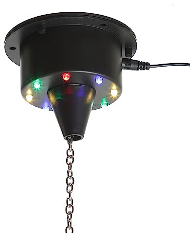 SATISFIRE Spiegelkugel Motor mit RGB LED Beleuchtung für Discokugel bis 20cm Mirrorball Motor MBM-203 Drehmotor 3U/min(farbige LED)