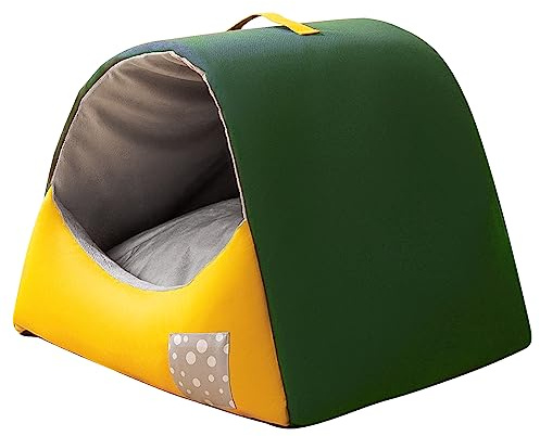 Galatée Hundebett, Weiches Katzenhöhlenbett Für Guten Halt, Bequemes Haustierhöhlenbett Mit Abnehmbarem Kissen, Waschbares Hundebett(S, Grün)