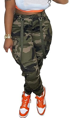 Vakkest Camo Cargo Pants for Women Camouflage Print Army Fatigue Trousers