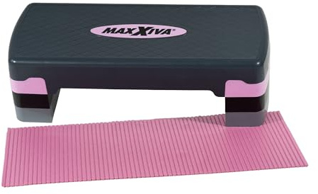 MAXXIVA® Stepper Aerobic-Fitness-Steppbrett mit Antirutsch-Matte 67 x 27 x 10/15/20 cm höhenverstellbar Hometrainer Fitnesstraining Workout (fuchsia)
