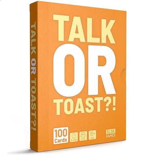 SLSK Games Talk or Toast!? - The Unique Drinking Game - Drinking Game with 100 Cards - Drinking Game - Card Game - Party Game for Adults - from 18 Years Old - English Version