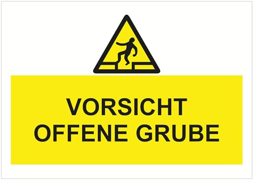 Indigos UG - Schild Vorsicht offene Grube - 594x420 - Hotel, Firma, Schutz, KITA, Arzt, Praxis - Sicherheit - Warnung - Aluverbundplatte 3mm, Wohnung - Hinweisschild - Warnschild