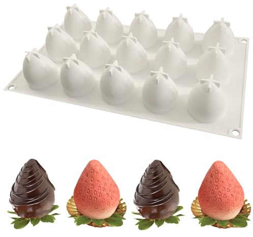 duoyif Moule En Silicone à Fraise, Moule Chocolat Sans BPA, Moules 3D Fraise Pour Dessert Gâteau Décor Mousse Pudding Mousse Dôme, (Fraise)