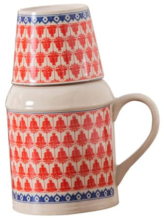 MUCKLILY Set Carafe Céramique Vintage Avec Couvercle Pichet Capacité Importante Avec Anse Et Tasse Ensemble Pratique Pour Maison Et Bureau Contenant Pour Eau Chaude Et Froide