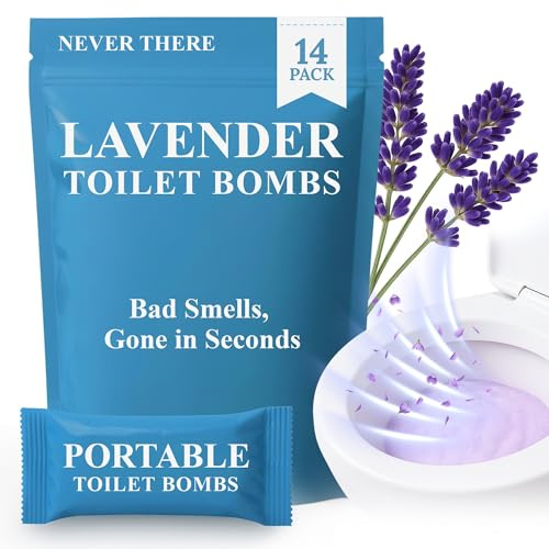 Never There Bolsitas de espuma para inodoro, paquete de 14 limpiadores de inodoro de espuma con gas sin contacto sin olores, sonidos o manchas, bolsas de inodoro Never There y eliminador de olores