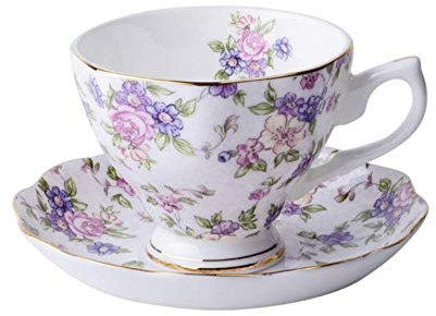 VNGBFGDFVN Juego de Taza de café de Porcelana China, Cuchara y platillo, Taza de té de la Tarde Inglesa, vajilla de café de 170 ml y platillo para café