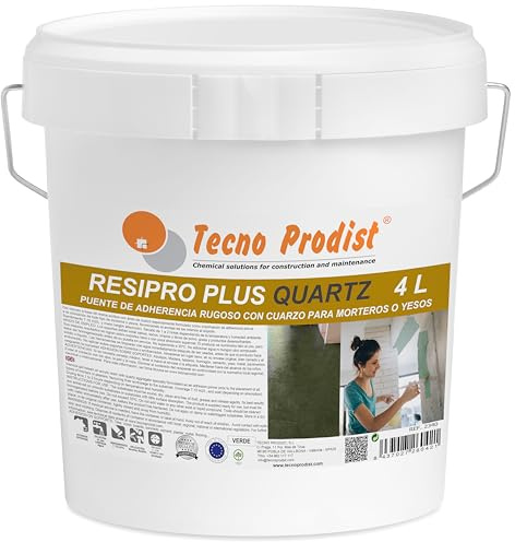 Tecno Prodist - RESIPRO PLUS QUARTZ (4 Litros) Resina Puente de Unión con Cuarzo, adhesión rugosa sobre soportes lisos porosos y no porosos, para aplicación de morteros, yeso, baldosas, etc (Verde)