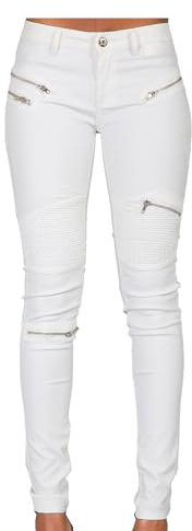 ZC8bdbd Schwarze Hose aus PU-Leder beschichtete Denim-Hose für Damen, sexy, enganliegend, dehnbar, Reiter-Leggings