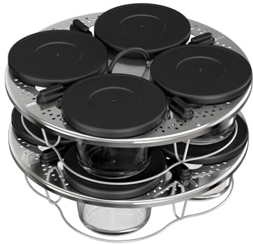 Moulinex Set mit 8 Gläsern, stapelbar, Cookeo, Deckel, Vorspeisen, Joghurt und Desserts, XA6140E0