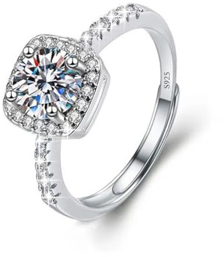 Luckimoli Moissanite Adjustable Engagement Ring, Promise Eternity Ring for Women,Wedding Rings,Jewelry Gift,Friendship Promise Fashion Jewelry Valentine Gifts for Women