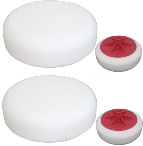 2X Vossner Polierschwamm 150mm x 50mm mit integrierten Stützteller M14 Auto Set Polierschwämme Polierpad Schwamm Polierset für Poliermaschine Winkelschleifer (Weiß, sehr hart, Oberfläche = glatt)