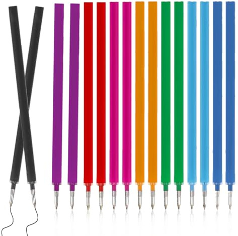 JUGUTA Kompatibel mit Legami Gelstiften & Radierstiften - 16 Stück löschbare Minen (je 2x rot/rosa/grün/blau/orange/dunkelblau/violett/schwarz) 0.7mm Schreibstärke für Schule & Büro