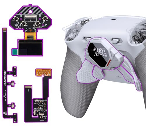 eXtremeRate Spark Remap Kit per ps5 Controller BDM-030 040 050, Display OLED + Clicky Trigger Stop + Grip Ergonomici, 4 Palette Tasti Posteriori Rimappabili Accessori per ps5 Joystick, Grigio