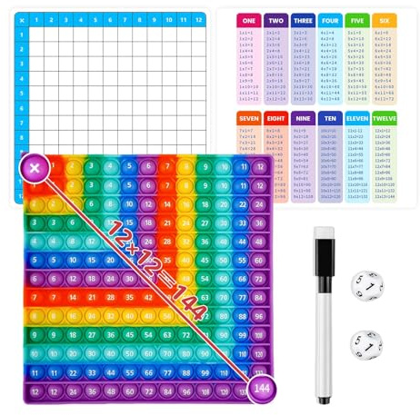 MAIGELITE Times Table Poppet Fidget Toy 12x12 Multiplication Popper