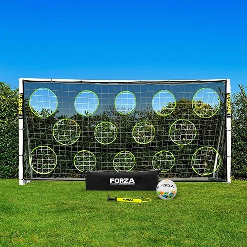 FORZA 3,7m x 1,8m Fußballtore | Allwetter-Gartentore aus uPVC | Minutenschnell aufgebaut! Inklusive optionalem Trainingsfußball, Torfolie und Tragetasche