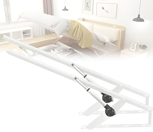 AiODiO Elektrischer Bettliftmechanismus, 2 Stück robuste Stahl-Bettbeine, Tragkraft 600 kg, mit Fernbedienung, für Bettkästen, Sofas und platzsparende DIY-Projekte White-1.1m