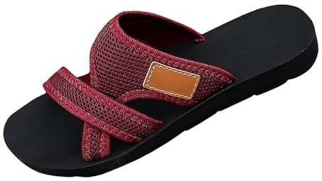 YIzdegg ortopediska sandaler damer sommar – hallux valgus platt pantolett bekväma stora tåtofflor lätta nätstrandsandaler eleganta breda fötter casual pantolett fritidsskor, röd, 41
