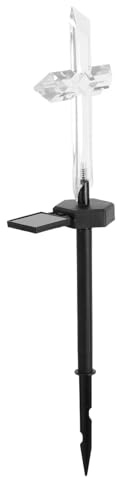 TOYANDONA Luce Solare a Croce per Cimitero, Lampada da Giardino Decorativa a LED Energia Solare, Luce Commemorativa Esterna per Tombe e Lapidi, Installazione a Terra senza Cavi