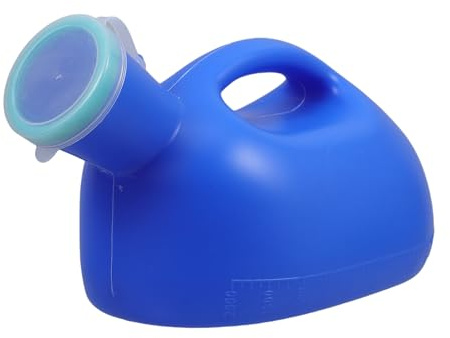 DOITOOL Urinoir Portable pour Hommes Bleu avec Couvercle Anti-éclaboussures en Pp et Pet, Design Ergonomique, Capacité Importante, pour Voyage et Usage Chevet