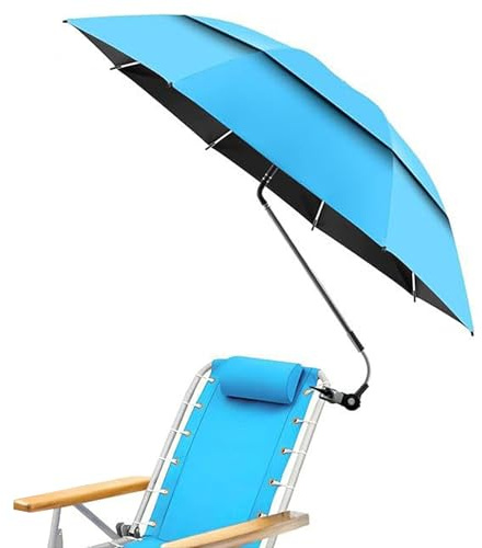 Neptuiby Ombrello da Sedia, Ombrello da Sedia con Morsetto Parasole da Esterno Regolabile, Tessuto Resistente ai Raggi UV da 47 Pollici per Spiaggia, Campeggio, Pesca, Rosso