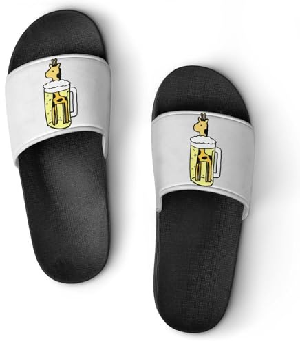 JiuPopular Non-Slip Slippers, Black Polka Dot Sliders for Men And Women, Shower Slides