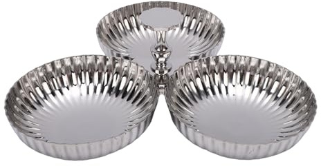 Brrnoo Assiette à Collation en Acier Inoxydable 304, Plateau à Dessert, Assiette de Service 3 en 1, Lavable au Lave-vaisselle, Réutilisable pour la Cuisine à Domicile, Fête, Camping,