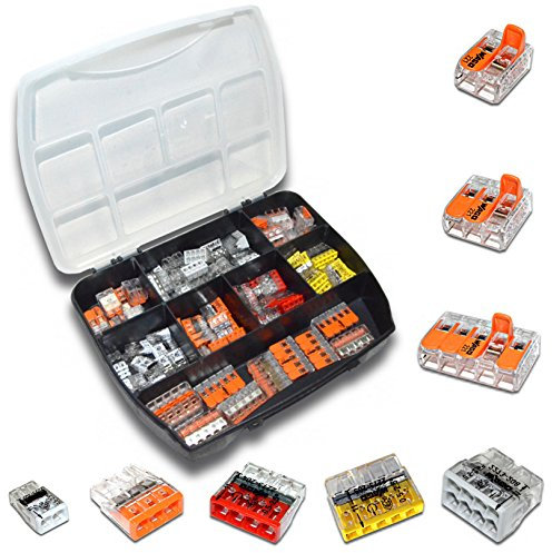 WAGO Klemme (105 Stück) Set Sortiment 221-412 | 221-413 | 221-415 | 2273-202 | 2273-203 | 2273-204 | 2273-205 | 2273-208 | Verbindungsklemme | inkl. praktischer Sortimentsbox