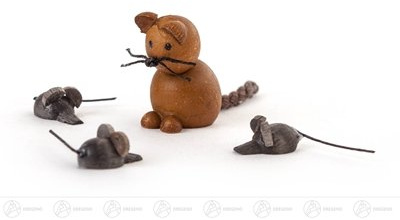 Rudolphs Schatzkiste Miniatur Katz und Maus (4) Höhe ca 2 cm NEU Erzgebirge Weihnachtsfigur Holzfigur