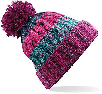 ASVP Shop Corkscrew Cable Knitted Bobble Hat Plain Boys Girls Beanie Warm Winter Pom Wooly Cap (Winter Berries, Junior)