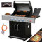 Vaiko Gasgrill Madison mit 800°C Infrarot & Grill-Thermometer, LED-Beleuchtung, Keramik 4+1 Brenner aus Edelstahl XXL Grillwagen Grill, Seitenkocher, 5-11 KG Gasflasche Piezozündung
