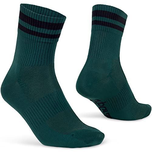 GripGrab Unisex – Vuxen Gripgrab Original Stripes Retro 70-talet Crew Style Sommar Cykelstrumpor Randiga Cykling Strumpor Coola Cykelstrumpor Cykelstrumpor Sommar Grön M (41-44)