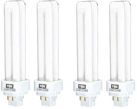 TBE LIGHTING 18w G24Q-2 4-Pin CFL Lamp - Pack of 4 Units - Cool White 4000K, 1250 Lumen/Double Turn CFL Compact Fluorescent Light