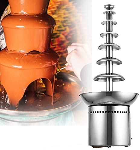 JINTAOMA Chocolate Fountain Fondue Fountain Machine, Electric Melting Chocolate Machine Stainless Steel Chocolate Fondue Pot, Easy to Assemble for Birthday Party Wedding,7Tiers