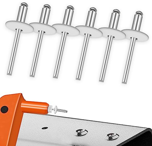 Sunxeke 100pcs Aluminum Large Flange Blind Rivets, 3/16 x 3/8, Flange Diameter 5/8 (16 mm), Pop Rivets Assortment Kit Blind Rivet by Bolt Dropper, Grip Range(3-6mm)