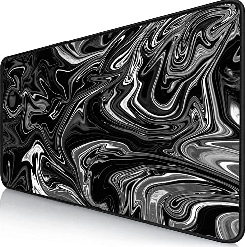 Gaming Mauspad XXL - 900 x 400 mm - Flüssigmetall - Großes Mousepad mit vernähten Kanten - Wasserdicht und rutschfest - Verbessert Präzision und Geschwindigkeit - Für PC, MacBook, Laptop.