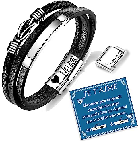 Gkmamrg Cadeau Homme saint valentin - idee Cadeau Anniversaire Homme - Bracelet large avec fermeture magnétique
