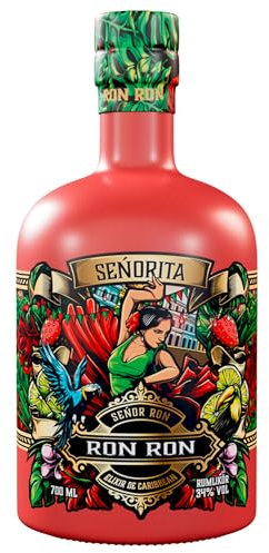 Ron Ron Señorita – Premium Rumlikör mit Erdbeer-Limette-Geschmack & sanfter Rauchnote – 34 % vol. – handgemachter Rum-Blend aus der Karibik – ohne Zusatzstoffe – 0,7 L Flasche