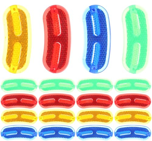 Kisangel 20Pcs Bike Wheel Reflectors for Spokes Compact Replaceable Warning Reflective Signs Lightweight Bicycle Safety Accessories 2.59X1.02X0.19 Inches