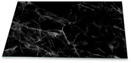 Herdabdeckplatte Abdeckung Ceranfeld Abdeckplatte Schneidebrett 1-Teilig 90x52 Marmor Schwarz- Weiss Spritzschutz Glasplatte Ceranfeldabdeckung Schutz Herdschutz Sicherheitsglas Glasschneidebrett
