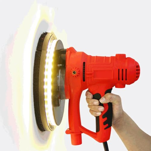 Ponceuse À Main pour Cloisons Sèches, Ponceuse Électrique pour Cloisons Sèches 1250 W, avec Sac Et Tuyau De Collecte De Poussière, Éclairage À 360°, Réglage À 6 Vitesses, Poussière Automatique