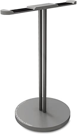 Cenz-888 Headphone Hanger, Aluminum Headphone Holder Stand Dual Hanger Holder Earphone Desk Display Rack Bracket with Anti-slip Pad for Game Headphones Headphone Stand Holder(Color:Double-Grey)