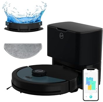 Hoover HG4 Hydro Pro Robot Vacuum & Mopping Cleaner, Up to 4000Pa Suction, Laser Navigation, Wi-Fi, Self-Emptying and Charging Base, Obstacle Sensor, Customisable Home Map [HG450HP]