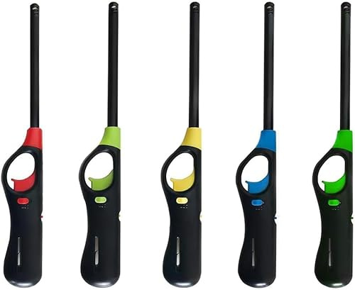 Dezpo Lighters & Fire Starters (Pack Of 5) - BBQ Lighter for Outdoor Camping - Refillable Safety Gas Lighter for Homes, Kitchens, Outdoors - Fire Lighter Accessories