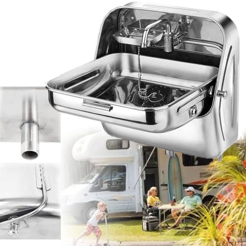 Miuxe Verstecktes Wohnmobil-Waschbecken – Zusammenklappbares Handwaschbecken, Wandmontage-Waschbecken Für Wohnmobile, Wohnwagen, Tragbare Handwaschstation Für Boote, Outdoor-Wohnmobil-Waschbecken