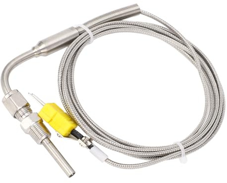 K Type EGT Thermocouple 1/8in NPT Thread Stainless Steel Exhaust Gas Temp Probe with Exposed Tip and Connector (3m)