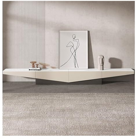 TV Schrank Hängend Boden-TV-Ständer 78'', modernes TV-Regal unter TV-Schrank, MDF-Material mit Sinterstein-Tischplatte, Entertainment-Center-Medienkonsole mit 2 Schubladen for Wohnzimmer TV Lowboard H