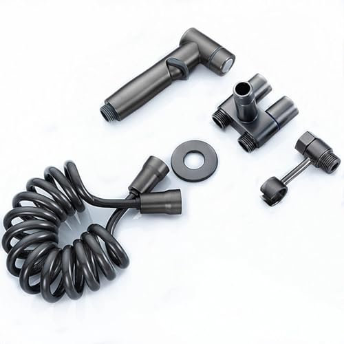 Bidet Handbrause Einsatz für Toilette Toilet Bidet Sprayer Kit Handbrause für Waschbecken, 2m Chrom-Schlauch Doppelsteuerventil, Feminine Hygiene, Intimdusche, Shower Sprayer for Pet (Grey-T)