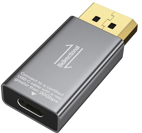 8K@60Hz USB C to DisplayPort 1.4 Adapter, Bidirectional Type C to Display Port Adapter, Thunderbolt 4 & 5 to DP Converter Compatible with MacBook,iPhone 17 16 15,iPad Pro,Samsung/Lenovo/HP/Dell/ASUS