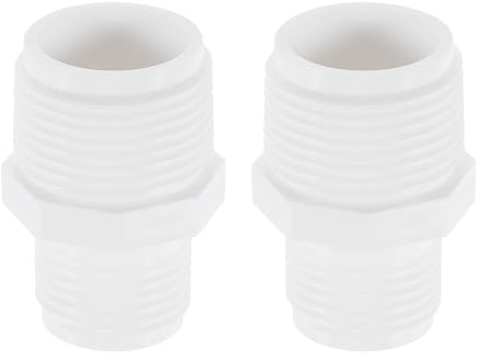 sourcing map 2 Pcs Garden Hose Adapter, Male 1 NPT x 3/4 GHT Garden Hose Fitting Male Plastic Connector for Tank and Pool Pump Hoses, White